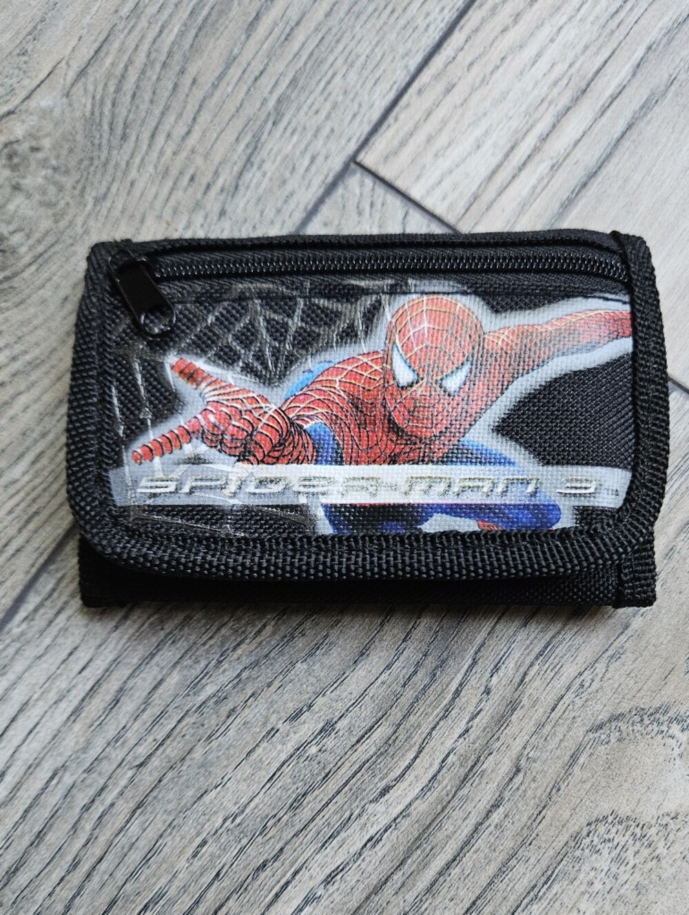 Spider-Man Kids Black Trifold Wallet - Red/Blue Graphic